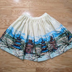 Collectif Asian Pagoda Floral Skirt Modcloth